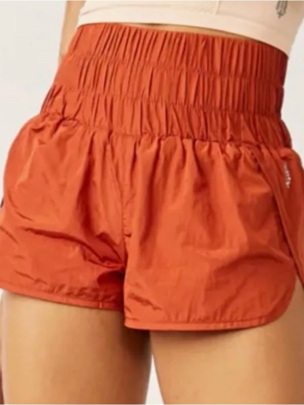 Free People Smocked Waist Rust-Orange Athletic Shorts